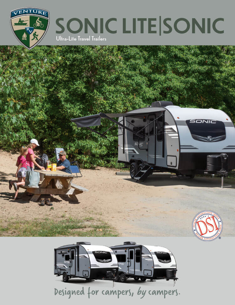 DGA Design 2023 Venture RV Sonic Ultra Lite Travel Trailers Brochure Cover